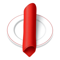 Elegant Table Setting with Red Napkin and White Plate png