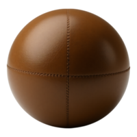 Brown leather ball with visible stitching, isolated on a transparent background. png