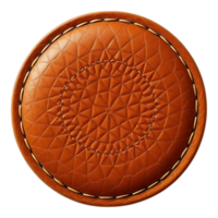 Circular Leather Patch with Stitching png