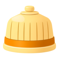 Cartoon bell with lid, isolated, yellow and orange, 3D render png
