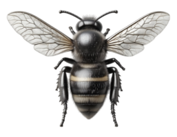 Close-up of a bee with translucent wings on a transparent background png