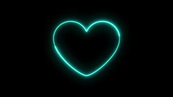 Glowing Cyan, purple, pink, white Neon Heart Animation on Black Background. Modern Pulsing Line Heart Loop for Valentine's Day, Romantic Design, Love Themes in Motion Graphics and UI Elements. video