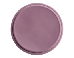 Round upholstered seat with a raised edge in a muted purple hue, top-down perspective png