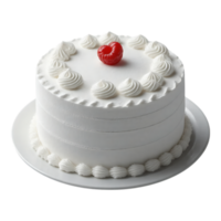 Elegant White Cake with Raspberry Garnish on Plate png