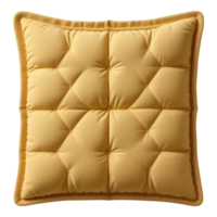 Square Tufted Pillow in Mustard Yellow with Decorative Border png