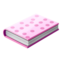 A pink book with polka dots on it png