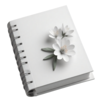 A white notebook with flowers on it png
