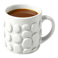 White Coffee Mug with Pebble Design and Coffee Inside png
