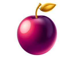 Glossy Plum with Golden Stem and Leaf png