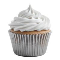 Delicious Cupcake with Swirled Frosting in Silver Cup png