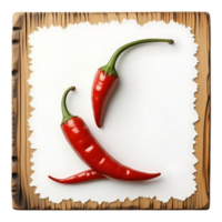 Red Chili Peppers on a Rustic Wooden Platter png