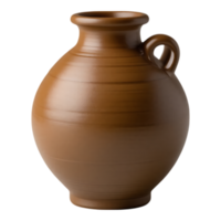 Brown earthenware jug with handle png
