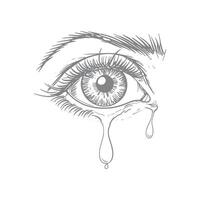 Hand-drawn illustration Eye shedding tears vector