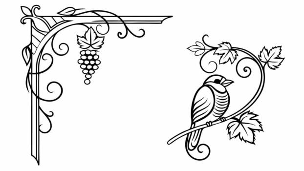 A bird and vine on a branch with a bird on it vector