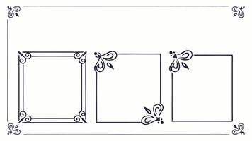 Four square frames with a border and a flower vector