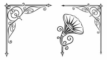 A set of ornamental elements, including a flower and a leaf vector