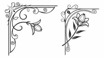 Two decorative corner brackets with flowers vector