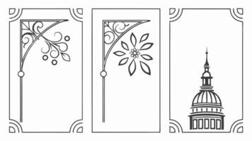 Three different designs of windows and doors vector