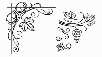 Grapevine and leaves on a corner vector