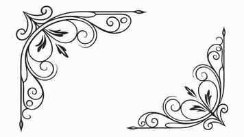 A black and white drawing of a corner frame vector