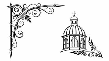 Church and bell tower vector
