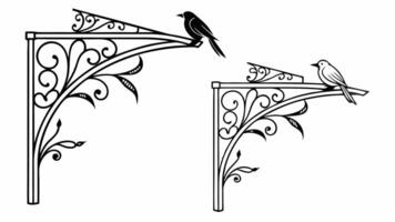 Two birds perched on a metal post vector