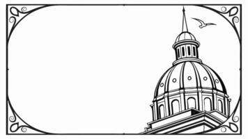 A drawing of a church with a bird on top vector