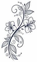A flower design with swirls and leaves vector