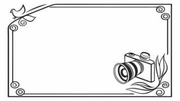 A camera and a frame with a bird on it vector