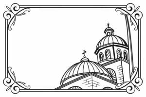 Church in black and white illustration vector