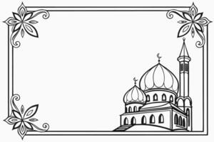 Islamic mosque with a frame and floral design vector