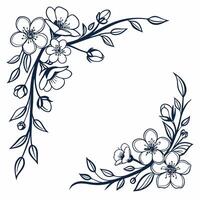 A flower border with leaves and branches vector