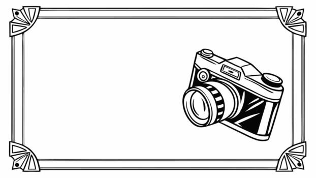 A camera in a frame with a border vector