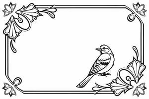 A bird is sitting on a ornate frame with leaves vector