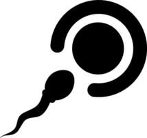 Sperm meet egg cell or ovum icon on human fertilization process. Perfect for reproduction explanation of infertilty problem. Also about ivf and insemination. vector