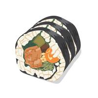 Illustration of rice balls wrapped in seaweed, Japanese style food vector