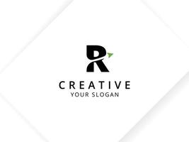Letter R minimalist monogram logo design with arrow symbol vector