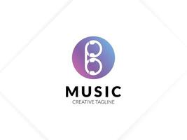 Letter B with headphone, music logo gradient vector