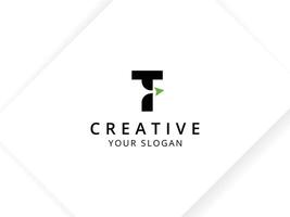 Letter T minimalist monogram logo design with arrow symbol vector