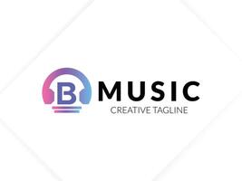 Letter B with headphone gradient logo vector