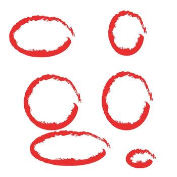 A set of red circles with different shapes vector