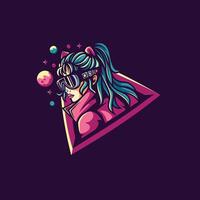 Futuristic character with vibrant colors vector