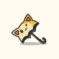 Adorable Cartoon Cat Umbrella, Playful Design, Whimsical Illustration, Childish Style, Happy Mood vector
