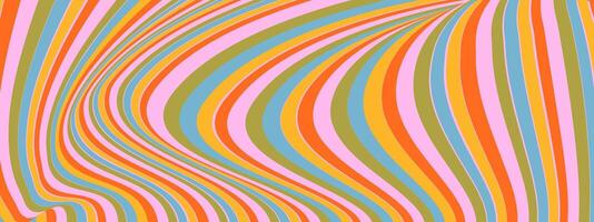 Psychedelic liquid wave pattern background. Abstract optical illusion. Vintage trippy hippie wallpaper in 60s or 70s style. Groovy wavy texture for banner vector
