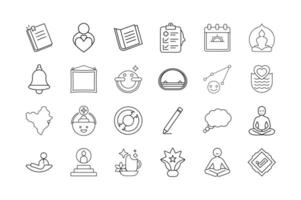 Mental Health and Emotional Wellbeing Icon Set Self Care Mindfulness Positive Thinking Therapy Support Mood Tracking and Wellness Symbols vector