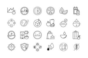 Nutrition and Meal Planning Icon Set Healthy Diet Portion Control Food Tracking Meal Prep Grocery List and Balanced Eating Symbols vector