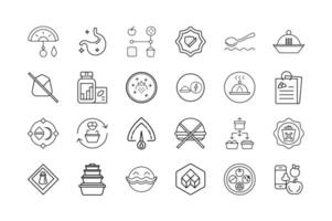 Nutrition and Meal Planning Icon Set Healthy Eating Diet Tracking Portion Control Food Labels Meal Prep and Nutrient Management Symbols vector