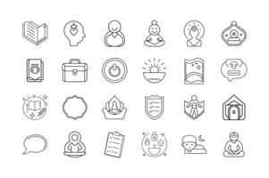 Mental Health and Emotional Wellbeing Icons Self Care, Mindfulness, Therapy Support, Positive Thinking, Meditation, and Inner Peace Symbols vector