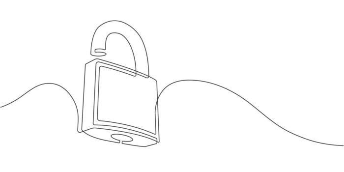 Security lock.Continuous line drawing of padlock. vector