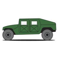 military vehicle side view flat art vector